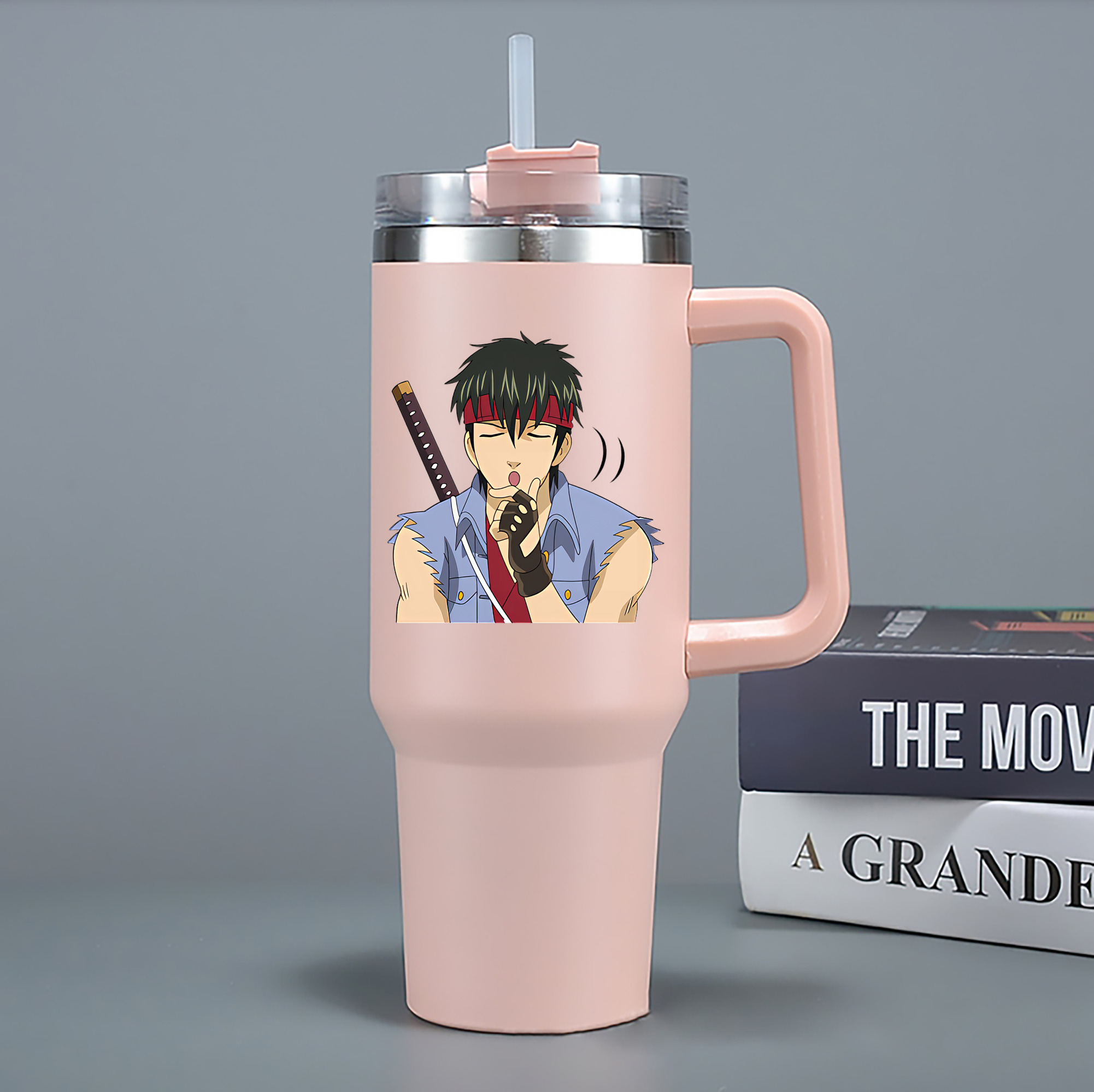 （画像用） ぎんたま 坂田銀時（さかたぎんとき） 神楽 志村新八（しむら しんぱち） GINTAMA Sakata Gintoki Kagura Shimura Shinpachi 1200mL車用タンブラー - クリスタルステッカー（プラスチックストロー付き）